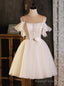 White Spaghetti Straps Tulle Lace Homecoming Dress