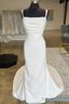 White Straight Neck Mermaid Long Wedding Dresses Pure Color