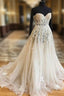 White Sweetheart Lace Applique Tulle Wedding Dresses Lace Wedding Gown Lace Bridal Prom Dresses