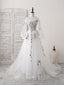 White Sweetheart Tulle Applique Long Prom Dress, White Prom Dress