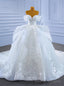 White Tulle Embroidery Appliques Off the Shoulder Wedding Dress