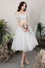 White Tulle Off Shoulder Sequin Short Prom Dresses White Homecoming Dresses