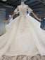White Tulle Off the Shoulder Sequins Beading Wedding Dress