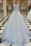 White tulle sequin Prom Dresses Long white tulle Prom Dresses