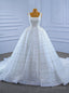 White Tulle Sequins Beading Heavy Work Wedding Dress