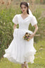 White Organza Short Prom Dress, A-Line Short Wedding Dresses