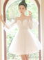 White Tulle Short Sleeves Homecoming Dresses White Prom Dresses Graduation Dress
