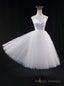 White Tulle Spaghetti Straps Short Wedding Dress