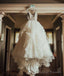 White V Neck Lace Tulle Long Prom Dresses White Wedding Dresses
