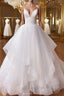 White v neck tulle Prom Dresses Long white tulle Prom Dresses