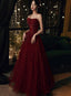 Wine Red Floral Lace And Tulle Long Prom Gowns Prom Dresses Burgundy Prom Dress 2026
