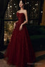 Wine Red Floral Lace And Tulle Long Prom Gowns Prom Dresses Burgundy Prom Dress