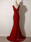 Wine Red Mermaid Floor Length Low Back Prom Dress, Burgundy Prom Dress