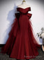 Wine Red Mermaid Long Prom Dress, Off the Shoulder V Neck Wedding Prom Dress