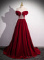 Wine Red Off Shoulder Beaded Long Velvet Party Dress, Wine Red Prom Dress