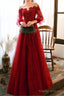 Wine Red Prom Dresses Lace Prom Dresseses A-Line Wine Red Prom Dresses