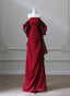 Wine Red Satin Scoop Long Formal Dress, Wine Red Long Evening Dress Prom Dress