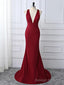 Wine Red Spnadex Sexy Cross Back Mermaid Long Party Dress, Wine Red Evening Gown
