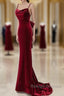 Wine Red Straps Low Back Mermaid Long Prom Dresses Wine Red Prom Dresses