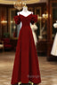 Wine Red Straps Sweetheart Long Formal Dress, A-Line Wine Red Prom Dress