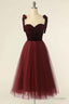 Wine Red Sweetheart Tie-Strap A Line Short Prom Dress