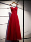 Wine Red Tulle Long Straps Prom Dress, A Line Dark Red Formal Gowns
