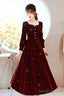 Wine Red Velvet Elegant Tea Length Bridesmaid Dresses Wine Red Homecoming Dresses