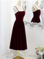 Wine Red Velvet Short Simple Wedding Prom Dress, Dark Red Homecoming Dresses