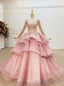 With 1000s Of Pink Ball Gowns Tulle Beading Sequins Long Sleeve Wedding Dress