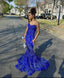 Women Mermaid Prom Dresses Sweetheart Sequin Royal Blue Birthday Prom Dresses
