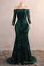 Womens Off Shoulder Mermaid Green Prom Dresses Bride Bridesmaid Dress Prom Prom Gown