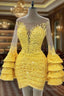 Yellow Homecoming Dress , Vintage Party Dresses