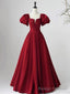 Lovely Satin Floor Length Short Sleeves Prom Dress, A Line Prom Prom Dress