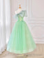 Green Tulle Short Prom Dress, A Line Prom Dress with Bow