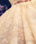 Cute Champagne Lace Short Prom Dress, Cheap Prom Dress
