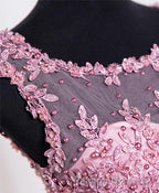 Cute Pink Lace Tulle Short Prom Dresses Pink Prom Dresses