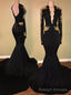 2026 Charming Long Sleeve Black V Neck Prom Dresses