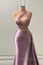Sexy Purple Mermaid One-Shoulder Prom Dress