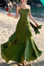 A Line Green Prom Dress features spaghetti straps Prom Dresses