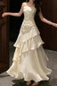 A Line White Prom Dress features spaghetti straps Prom Dresses