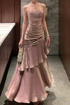 A Line Pink Prom Dress features spaghetti straps Prom Dresses