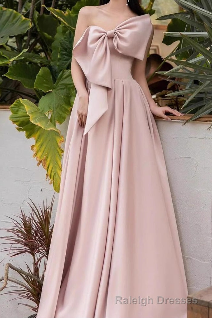 Pink A Line Prom Dresses Sleeveless One Shoulder Prom Dress Secondary image