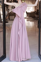Pink A Line Prom Dresses Sleeveless One Shoulder Maxi Dress