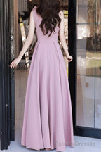 Pink A Line Prom Dresses Sleeveless One Shoulder Maxi Dress