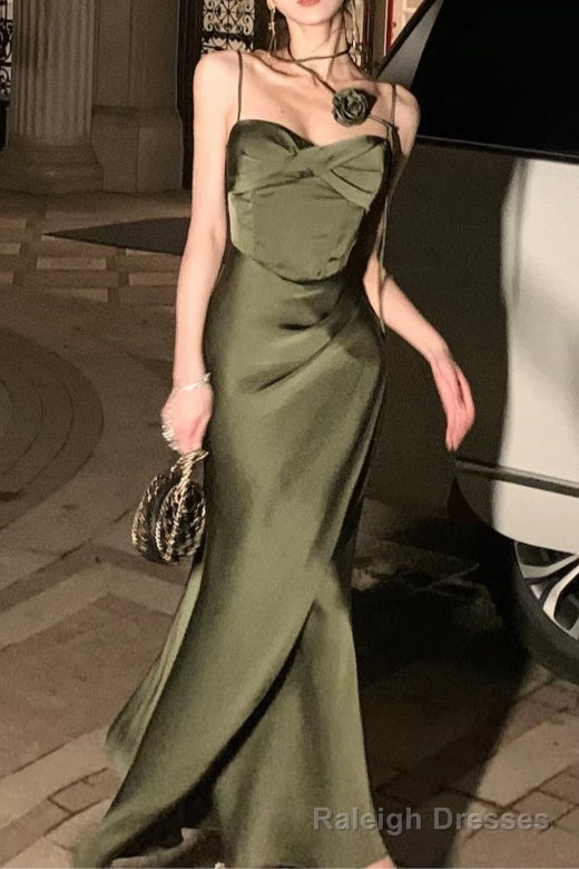 Spaghetti Strap Scoop Neck Mermaid Prom Dress Green Evening Gown Secondary image