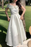 Summer Elegant Off-Shoulder Wedding White Dress Vintage A Line Casual Midi Cocktail Dress