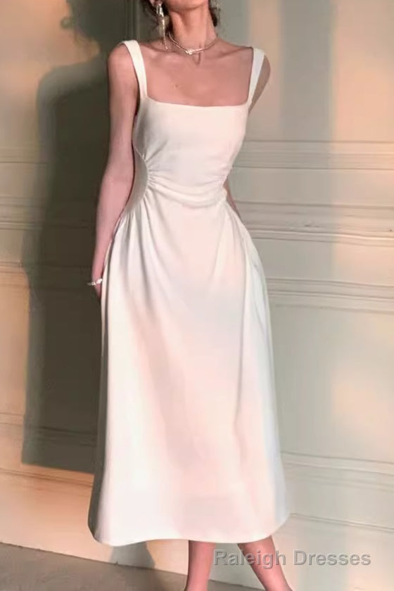 Sleeveless Square Neck Homecoming Dress Ruched A-Line Midi Dress Secondary image