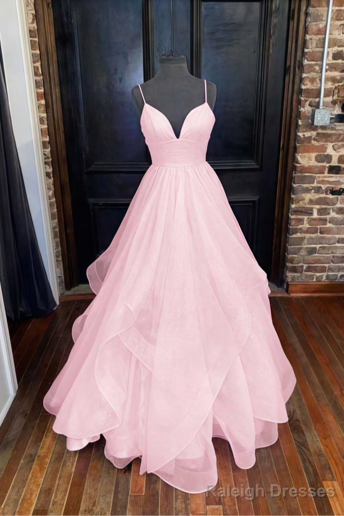 A-line Princess Sweetheart Sleeveless Long/Floor-Length Tulle Sparkling Prom Dresses