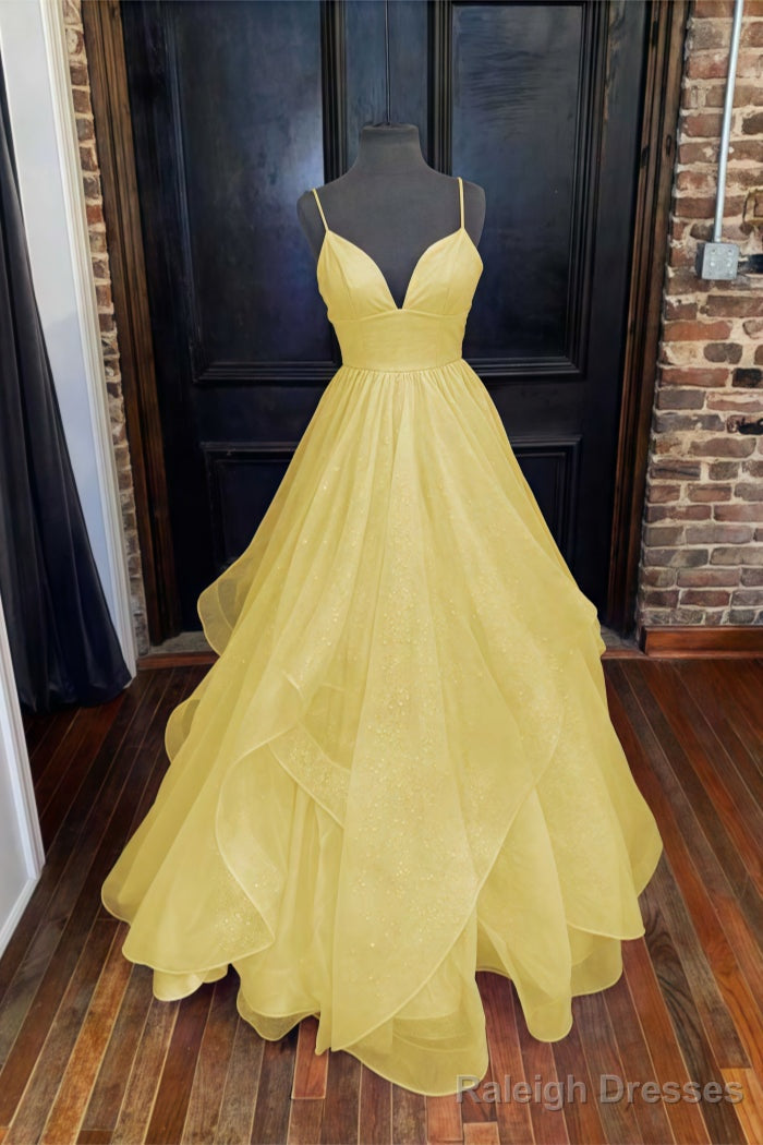 A Line Princess Sweetheart Sleeveless Long Dress Floor Length Tulle Sparkling Prom Dress