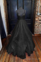 A Line Princess Sweetheart Sleeveless Long Dress Floor Length Tulle Sparkling Prom Dress